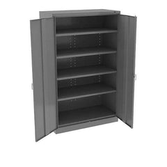 Tennsco - 5 Shelf Locking Storage Cabinet - Steel, 48" Wide x 24" Deep x 78" High, Medium Gray - Exact Tool & Supply