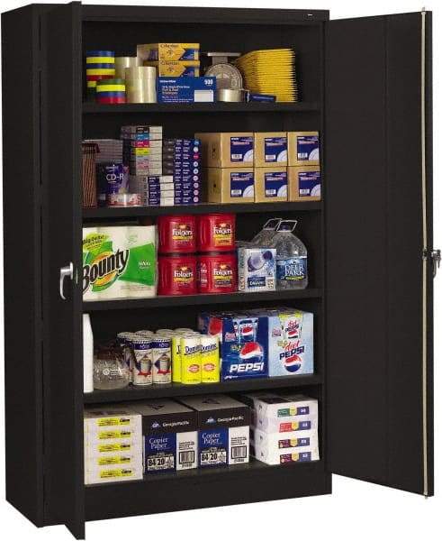 Tennsco - 5 Shelf Locking Storage Cabinet - Steel, 48" Wide x 18" Deep x 78" High, Black - Exact Tool & Supply