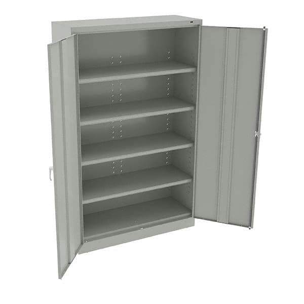 Tennsco - 6 Shelf Wardrobe Storage Cabinet - Steel, 48" Wide x 18" Deep x 78" High, Light Gray - Exact Tool & Supply
