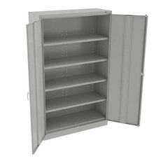 Tennsco - 6 Shelf Wardrobe Storage Cabinet - Steel, 48" Wide x 18" Deep x 78" High, Light Gray - Exact Tool & Supply