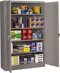 Tennsco - 5 Shelf Locking Storage Cabinet - Steel, 48" Wide x 18" Deep x 78" High, Medium Gray - Exact Tool & Supply