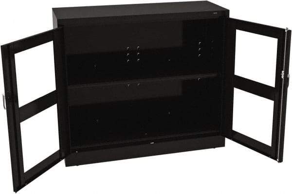 Tennsco - 2 Shelf Visible Storage Cabinet - Steel, 48" Wide x 18" Deep x 42" High, Black - Exact Tool & Supply