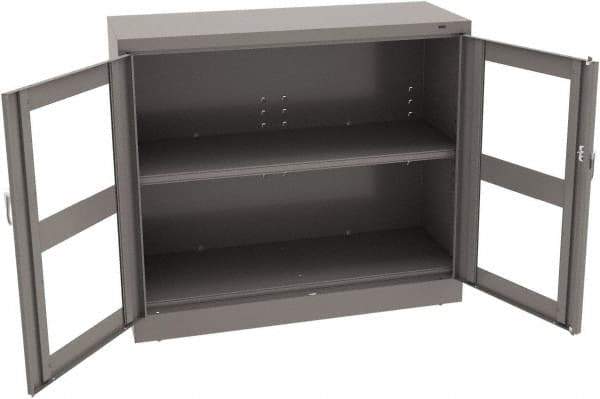 Tennsco - 2 Shelf Visible Storage Cabinet - Steel, 48" Wide x 18" Deep x 42" High, Medium Gray - Exact Tool & Supply