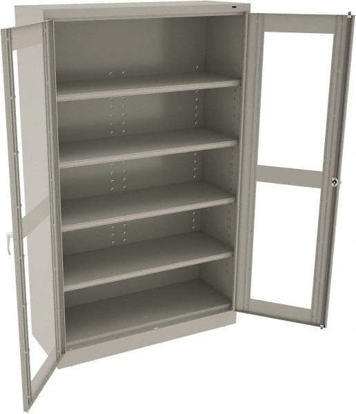 Tennsco - 5 Shelf Visible Storage Cabinet - Steel, 48" Wide x 18" Deep x 78" High, Light Gray - Exact Tool & Supply