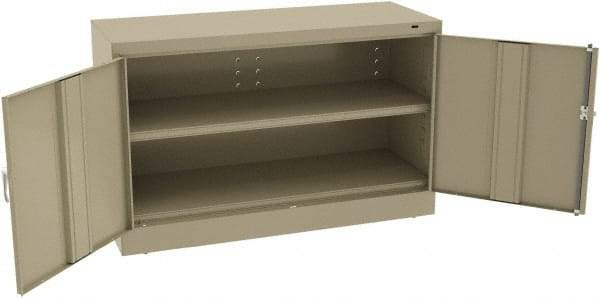Tennsco - 2 Shelf Locking Storage Cabinet - Steel, 48" Wide x 18" Deep x 30" High, Sand - Exact Tool & Supply