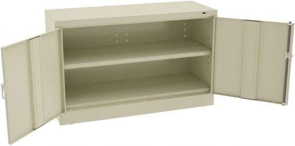 Tennsco - 2 Shelf Locking Storage Cabinet - Steel, 48" Wide x 18" Deep x 30" High, Champagne/Putty - Exact Tool & Supply