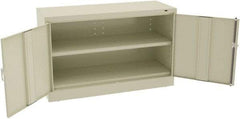 Tennsco - 2 Shelf Locking Storage Cabinet - Steel, 48" Wide x 18" Deep x 30" High, Champagne/Putty - Exact Tool & Supply