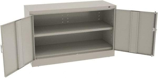 Tennsco - 2 Shelf Locking Storage Cabinet - Steel, 48" Wide x 18" Deep x 30" High, Light Gray - Exact Tool & Supply