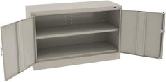 Tennsco - 2 Shelf Locking Storage Cabinet - Steel, 48" Wide x 18" Deep x 30" High, Light Gray - Exact Tool & Supply