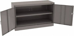 Tennsco - 2 Shelf Locking Storage Cabinet - Steel, 48" Wide x 18" Deep x 30" High, Medium Gray - Exact Tool & Supply