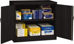 Tennsco - 2 Shelf Locking Storage Cabinet - Steel, 48" Wide x 18" Deep x 42" High, Black - Exact Tool & Supply