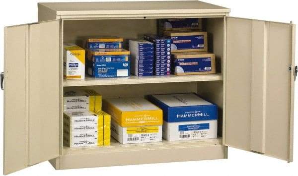Tennsco - 2 Shelf Locking Storage Cabinet - Steel, 48" Wide x 24" Deep x 42" High, Champagne/Putty - Exact Tool & Supply