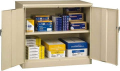 Tennsco - 2 Shelf Locking Storage Cabinet - Steel, 48" Wide x 18" Deep x 42" High, Champagne/Putty - Exact Tool & Supply