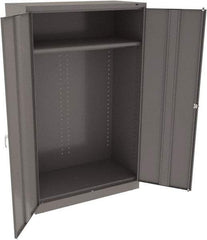 Tennsco - 2 Shelf Wardrobe Storage Cabinet - Steel, 48" Wide x 24" Deep x 78" High, Medium Gray - Exact Tool & Supply