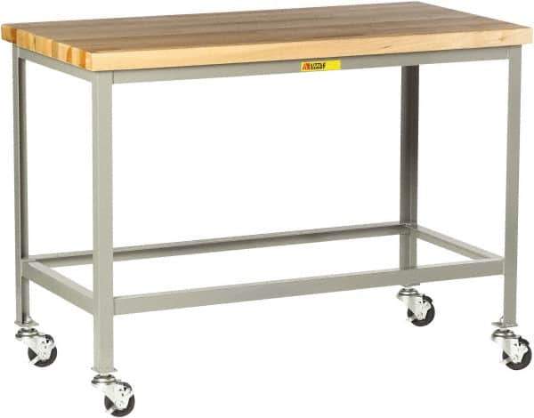 Little Giant - Butcher Block Top - Fixed Leg, Gray, 24" Deep - Exact Tool & Supply