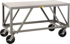 Little Giant - Mobile Table - Fixed Leg, Gray, 30" Deep - Exact Tool & Supply