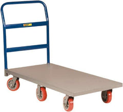 Little Giant - 3,600 Lb Capacity Steel 6-Wheeled Platform Truck - Steel Deck, 30" OAW, 48" Platform Length, Polyurethane Casters - Exact Tool & Supply