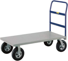 Little Giant - 1,500 Lb Capacity Steel Platform Truck - Steel Deck, 30" OAW, 48" Platform Length, Solid Rubber Casters - Exact Tool & Supply