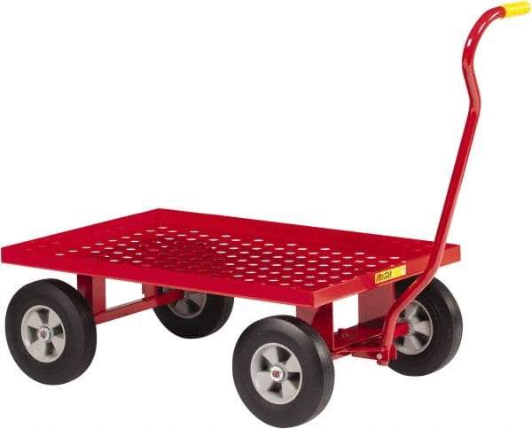 Little Giant - 1,200 Lb Capacity Steel Perforated Steel Deck Wagon Truck - Steel Deck, 24" OAW, Solid Rubber Casters - Exact Tool & Supply