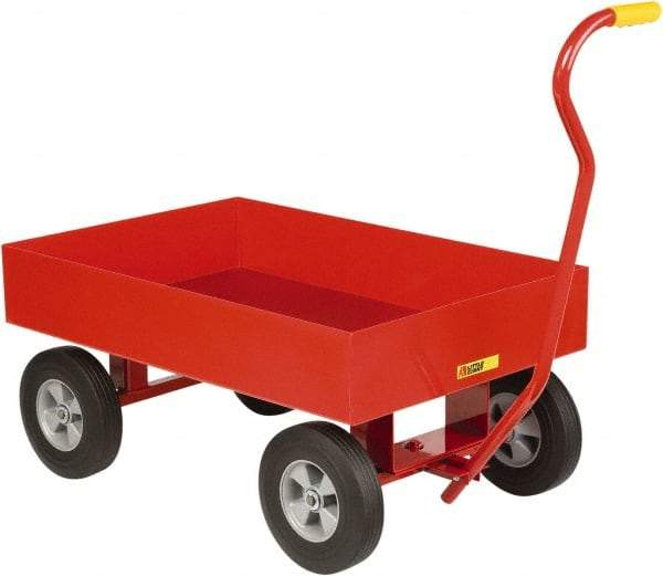 Little Giant - 1,200 Lb Capacity Steel 6 Inch Deep Steel Wagon Truck - Steel Deck, 24" OAW, Solid Rubber Casters - Exact Tool & Supply