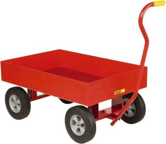 Little Giant - 1,200 Lb Capacity Steel 6 Inch Deep Steel Wagon Truck - Steel Deck, 24" OAW, Solid Rubber Casters - Exact Tool & Supply