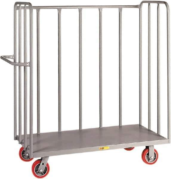 Little Giant - 3,600 Lb Capacity Steel 3-Sided Truck - Steel Deck, 24" OAW, 48" Platform Length, Polyurethane Casters - Exact Tool & Supply