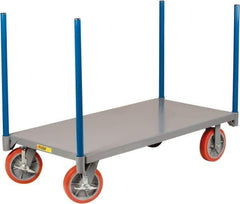 Little Giant - 3,600 Lb Capacity Steel Pipe Stake Truck - Steel Deck, 24" OAW, 48" Platform Length, Polyurethane Casters - Exact Tool & Supply