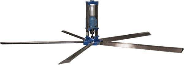 Patterson Fan - 5 Blades, 24' Blade Length, 400,867 CFM High Performance Industrial Ceiling Fan - 48 RPM, 220V, Blue & Silver - Exact Tool & Supply