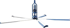 Patterson Fan - 5 Blades, 8' Blade Length, 67,178 CFM High Performance Industrial Ceiling Fan - 110 RPM, 220V, Blue & Silver - Exact Tool & Supply