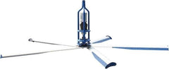 Patterson Fan - 5 Blades, 16' Blade Length, 186,692 CFM High Performance Industrial Ceiling Fan - 59 RPM, 220V, Blue & Silver - Exact Tool & Supply
