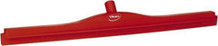 Vikan - 27.6" Polypropylene Blade Floor Squeegee Frame - Threaded End, Double Edge, Red, Polypropylene Holder - Exact Tool & Supply