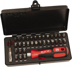 Wiha - Bit Set - 1/8 to 7/32" Hex, #1 to #3, 1/4" Drive, Phillips, Hex, Torx, Square, Pozidriv Point - Exact Tool & Supply