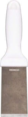 Remco - Stiff Stainless Steel Beveled Scraper - 1-1/2" Blade Width x 3-1/2" Blade Length, 5-13/32" Long Ergonomic Polypropylene Handle - Exact Tool & Supply