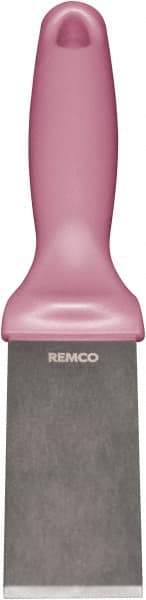 Remco - Stiff Stainless Steel Beveled Scraper - 1-1/2" Blade Width x 3-1/2" Blade Length, 5-13/32" Long Ergonomic Polypropylene Handle - Exact Tool & Supply