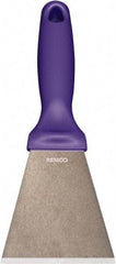 Remco - Stiff Stainless Steel Beveled Scraper - 3" Blade Width x 3-1/2" Blade Length, 5-13/32" Long Ergonomic Polypropylene Handle - Exact Tool & Supply