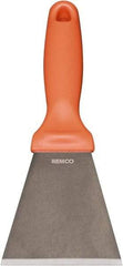 Remco - Stiff Stainless Steel Beveled Scraper - 3" Blade Width x 3-1/2" Blade Length, 5-13/32" Long Ergonomic Polypropylene Handle - Exact Tool & Supply