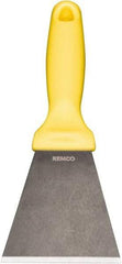 Remco - Stiff Stainless Steel Beveled Scraper - 3" Blade Width x 3-1/2" Blade Length, 5-13/32" Long Ergonomic Polypropylene Handle - Exact Tool & Supply