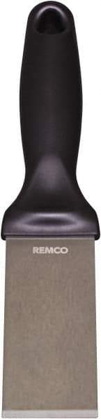 Remco - Stiff Stainless Steel Beveled Scraper - 1-1/2" Blade Width x 3-1/2" Blade Length, 5-13/32" Long Ergonomic Polypropylene Handle - Exact Tool & Supply