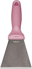 Remco - Stiff Stainless Steel Beveled Scraper - 1-1/2" Blade Width x 3-1/2" Blade Length, 5-13/32" Long Ergonomic Polypropylene Handle - Exact Tool & Supply