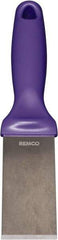 Remco - Stiff Stainless Steel Beveled Scraper - 1-1/2" Blade Width x 3-1/2" Blade Length, 5-13/32" Long Ergonomic Polypropylene Handle - Exact Tool & Supply