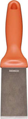Remco - Stiff Stainless Steel Beveled Scraper - 1-1/2" Blade Width x 3-1/2" Blade Length, 5-13/32" Long Ergonomic Polypropylene Handle - Exact Tool & Supply