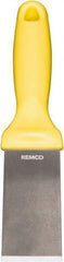 Remco - Stiff Stainless Steel Beveled Scraper - 1-1/2" Blade Width x 3-1/2" Blade Length, 5-13/32" Long Ergonomic Polypropylene Handle - Exact Tool & Supply