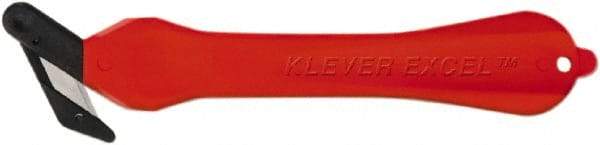 Klever Innovations - Fixed Safety Cutter - 1-1/4" Carbon Steel Blade, Red Plastic Handle, 1 Blade Included - Exact Tool & Supply