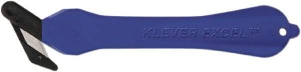 Klever Innovations - Fixed Safety Cutter - 1-1/4" Carbon Steel Blade, Blue Plastic Handle, 1 Blade Included - Exact Tool & Supply