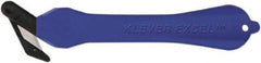 Klever Innovations - Fixed Safety Cutter - 1-1/4" Carbon Steel Blade, Blue Plastic Handle, 1 Blade Included - Exact Tool & Supply