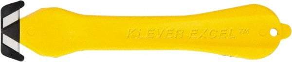 Klever Innovations - Fixed Safety Cutter - 1-1/4" Carbon Steel Blade, Yellow Plastic Handle, 1 Blade Included - Exact Tool & Supply
