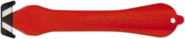 Klever Innovations - Fixed Safety Cutter - 1-1/4" Carbon Steel Blade, Red Plastic Handle, 1 Blade Included - Exact Tool & Supply