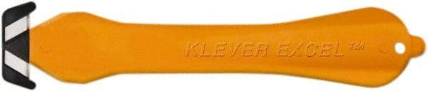Klever Innovations - Fixed Safety Cutter - 1-1/4" Carbon Steel Blade, Orange Plastic Handle, 1 Blade Included - Exact Tool & Supply