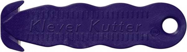 Klever Innovations - Fixed Safety Cutter - 1-1/4" Stainless Steel Blade, Dark Blue Plastic Handle, 1 Blade Included - Exact Tool & Supply