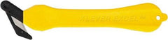 Klever Innovations - Fixed Safety Cutter - 1-1/4" Carbon Steel Blade, Yellow Plastic Handle, 1 Blade Included - Exact Tool & Supply